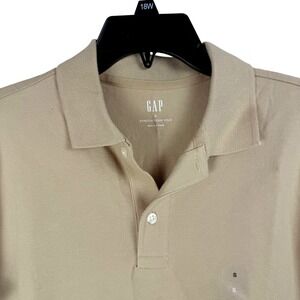 GAP Mens Stretch Pique Polo Shirt Tan Short Sleeve Size S
